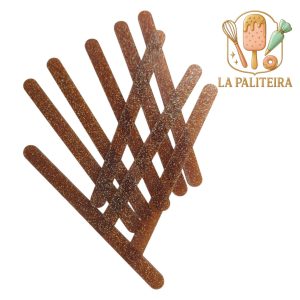 Palito Acrilico Transparente Com Gliter Marrom Dourado e Prata 25 un